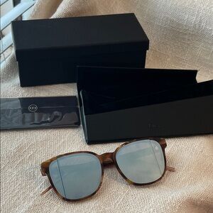 Dior Tortoiseshell Frame Sunglasses with Blue Mirrors